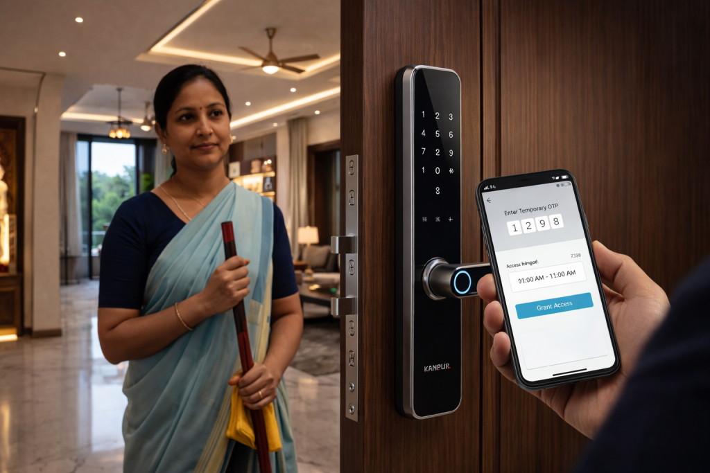 smart door lock , maid access , smart security , home security